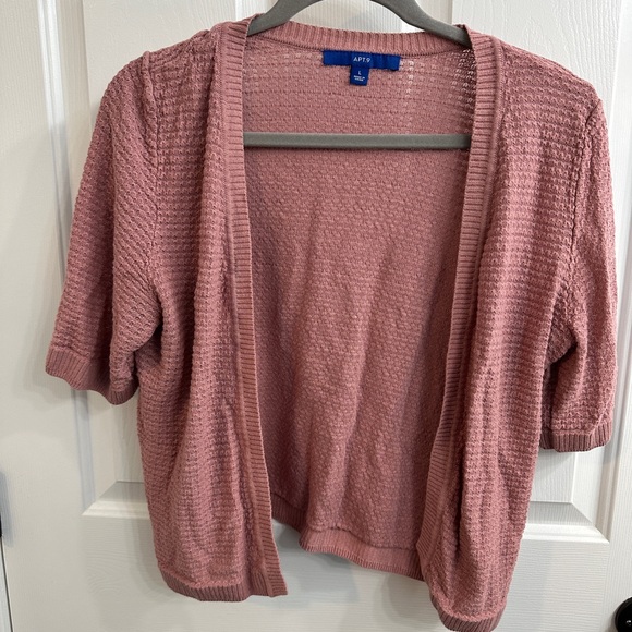 Apt. 9 Sweaters - APT. 9 Rose Pink Open-Front Short Sleeve shrug Cardigan Sweater